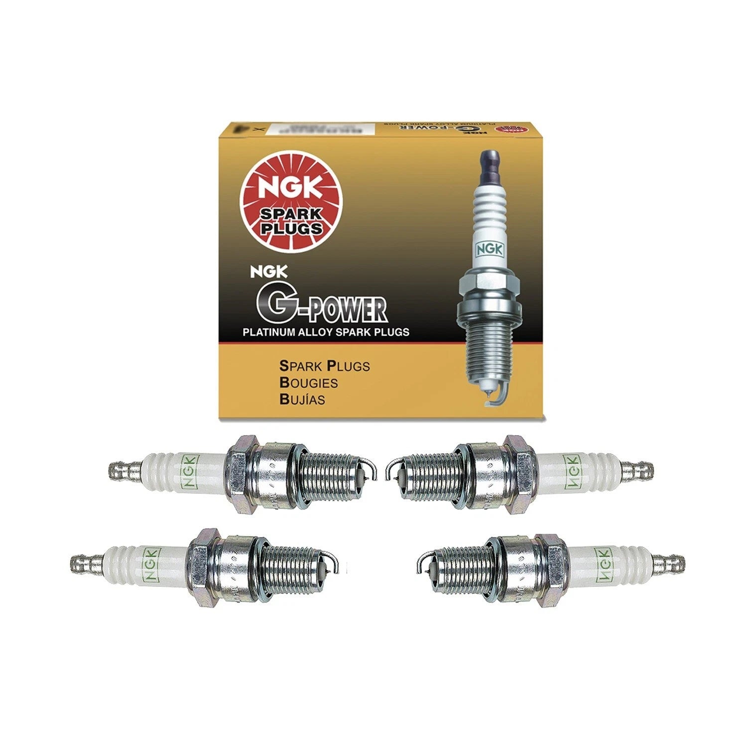 NGK G-Power Platinum Spark Plug Set (4 Pieces) (Gap 0.040) for