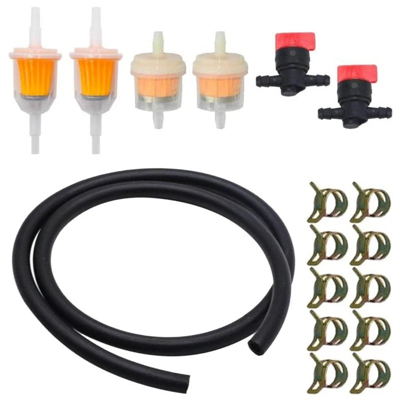 Carburetor Components Set for - Fuel Line, 4 Filters, Shutoff Valves