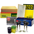 Tune Up Kit: 4 Mann Filters, 4 Denso Coils, 4 NGK V-Power Spark Plugs for Audi L4 AMB