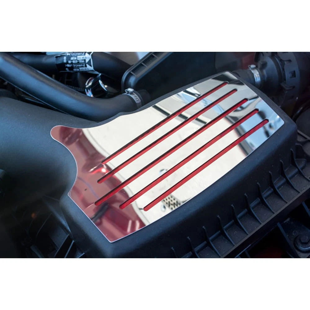 Polished Stainless Air Box Accent Plate w/Dark Blue Inlay for 2015-16 Mustang GT