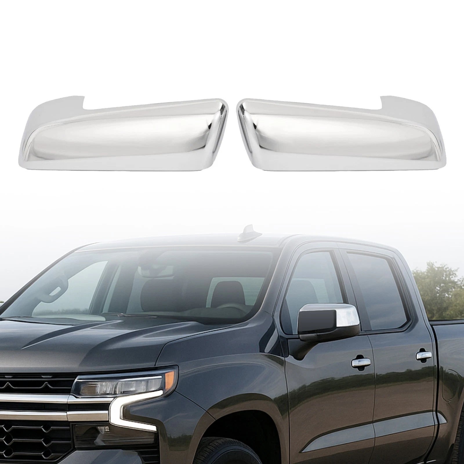 Chrome Replacement Mirror Covers for Chevy Silverado/GMC Sierra 1500 (2025)