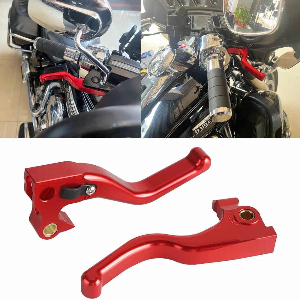 3 Finger 5.3'' Handle Grips Brake Clutch Levers Red for Harley Sportster (2010-2023)