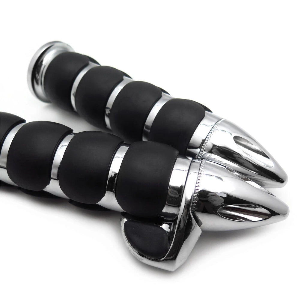 Chrome 25mm Bullet Handlebar Grip Rubber Throttle Boss for Harley Fat Boy