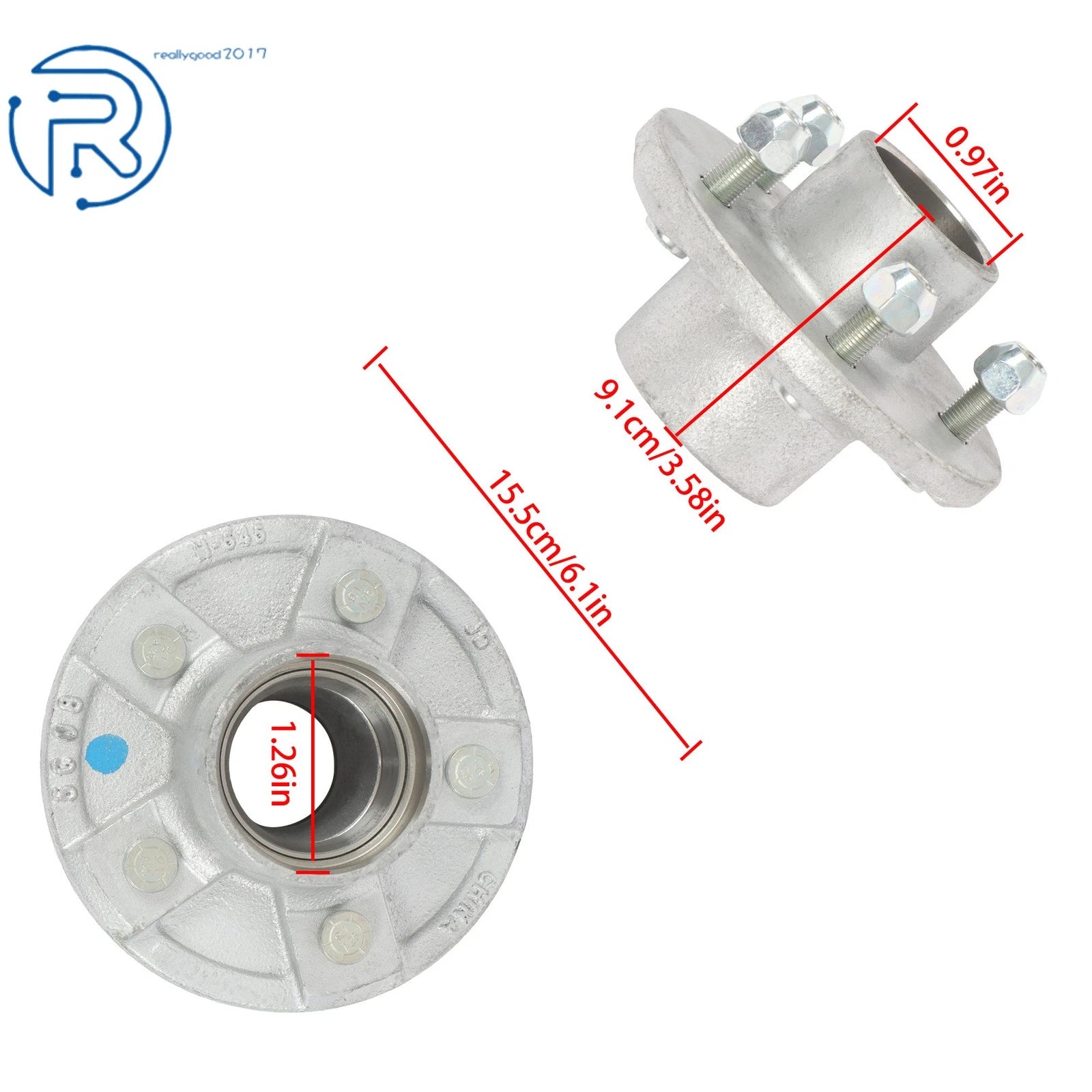 Set of 4 Trailer Hub Kits for 3500 lbs Axles (5 on 4.5")