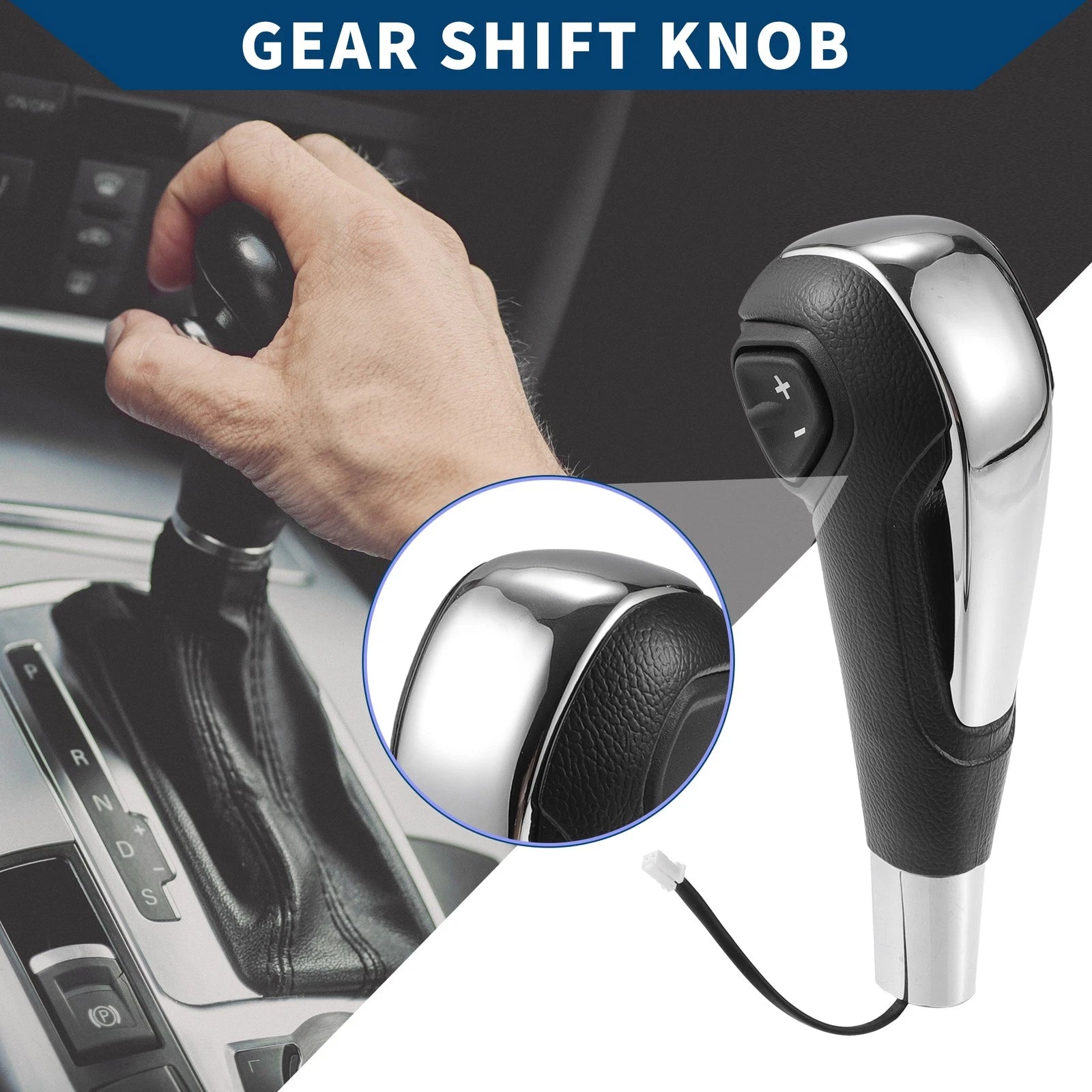 Automatic Gear Shift Knob for Chevrolet Aveo (2011–2017) Faux Leather Silver
