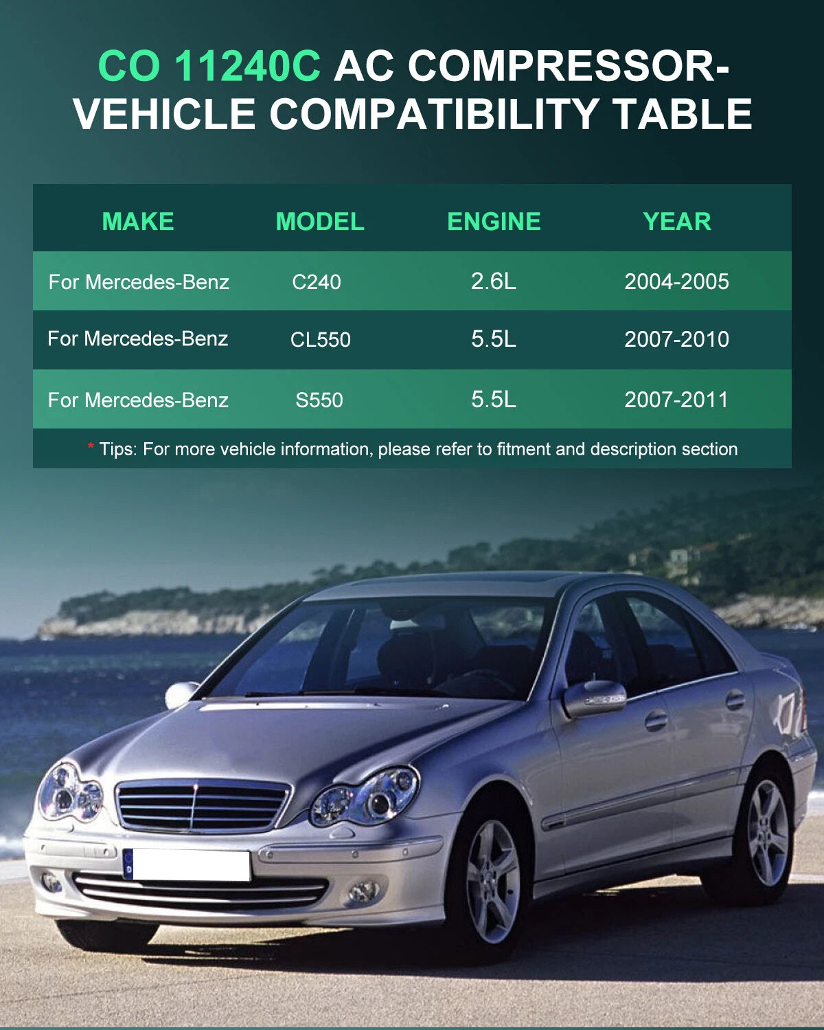 A/C Compressor Clutch Kit for Mercedes-Benz S550 S430 R350 E55 AMG (2003–2011)