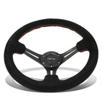 NRG 350mm Deep Red Stitch Suede Grip Steering Wheel for Universal (2000–2023)