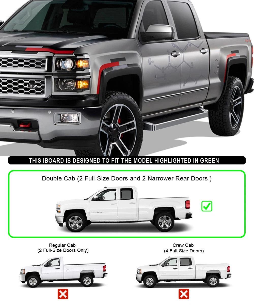 iBoard Running Boards for Silverado Sierra Double Cab (2007-2018)
