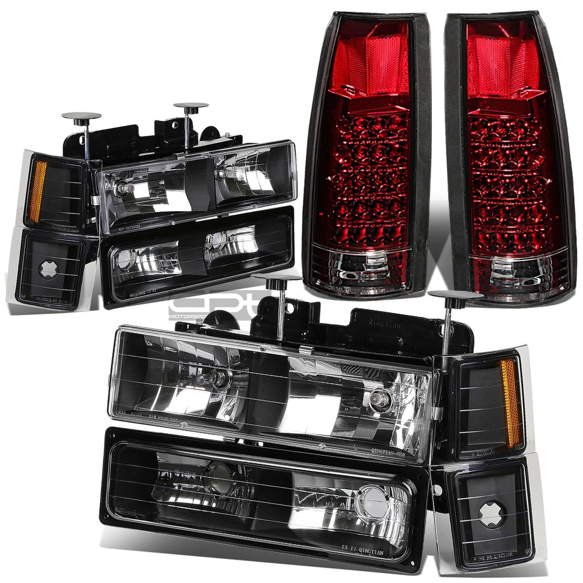 Black Headlight, Amber Side Corner, Red LED Tail Light for Chevy C10 C/K (1994–2002)