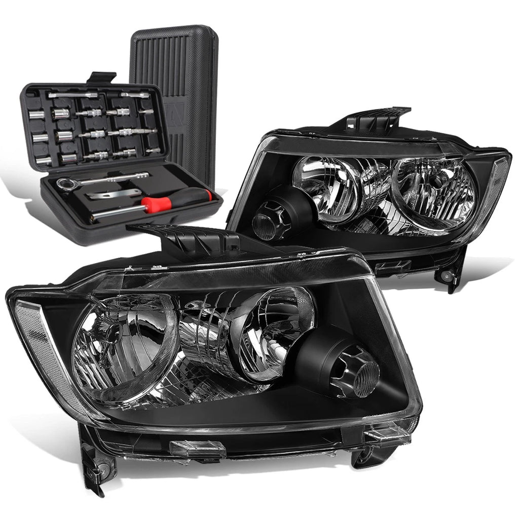 Pair of Black/Clear Signal Headlight Lamps for Grand Cherokee (2011–2013)