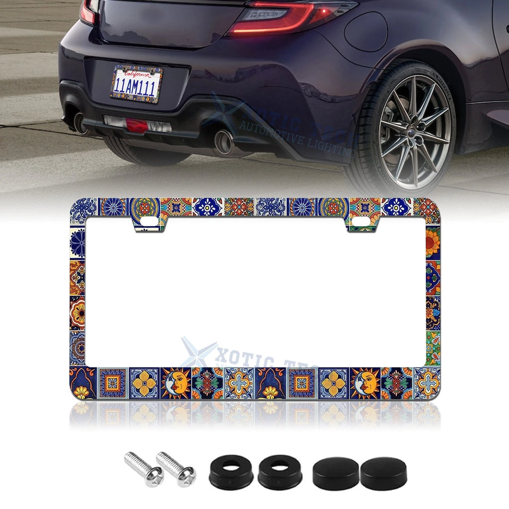 Mandala Boho Universal License Plate Frame for Stainless Steel (Weatherproof)