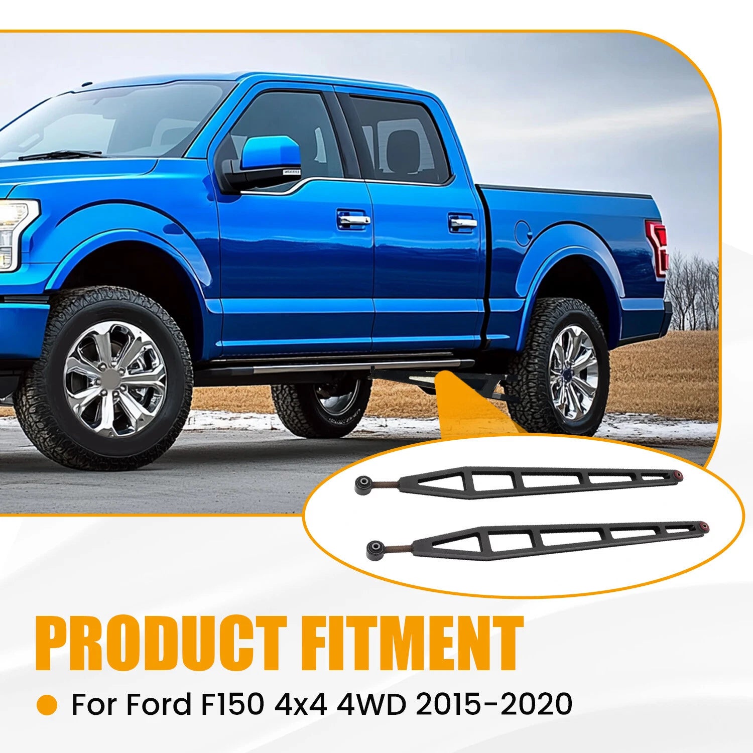 Set of 2 Rear Traction Bars w/ Axle Frame Brackets for Ford F-150 (2015–2020)