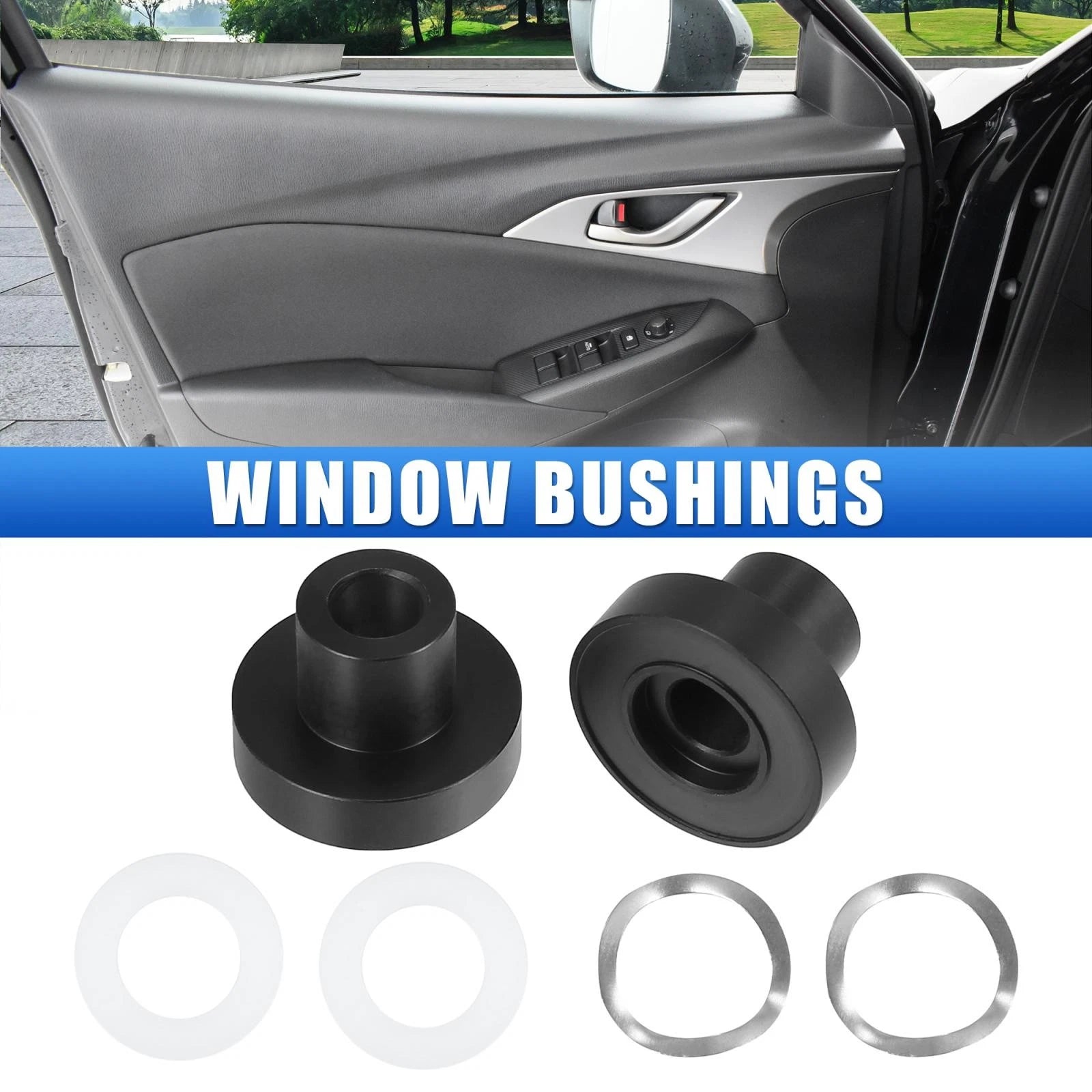 Set of 1 Car Window Bushings Kits for Mazda Miata (1990–2005) 909-925 Black