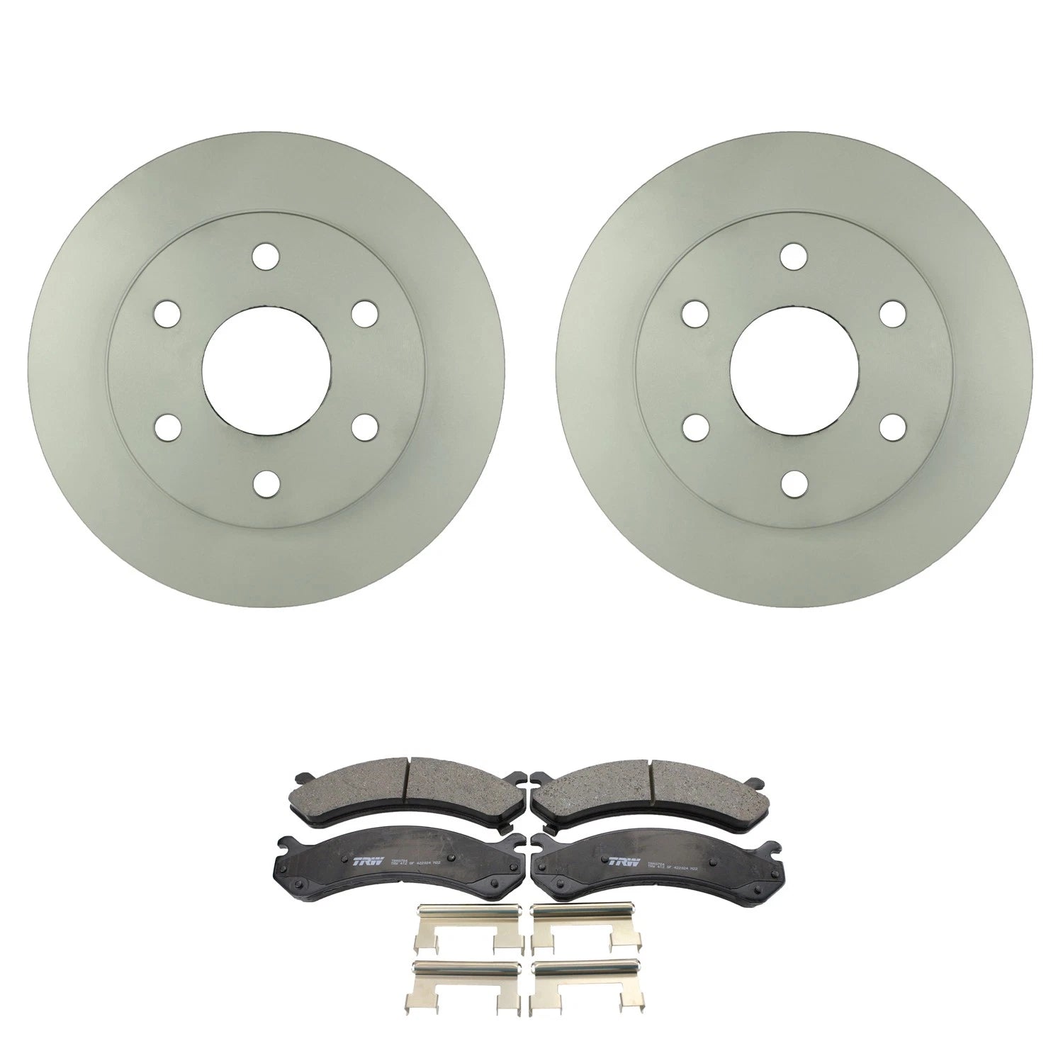 Set of 2 Bosch QuietCast Front Rotors & TRW Pro Metallic Brake Pads for Sierra 1500 HD