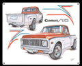 Vintage Metal Sign for Chevy Custom/10 Pickup Truck (12x15)