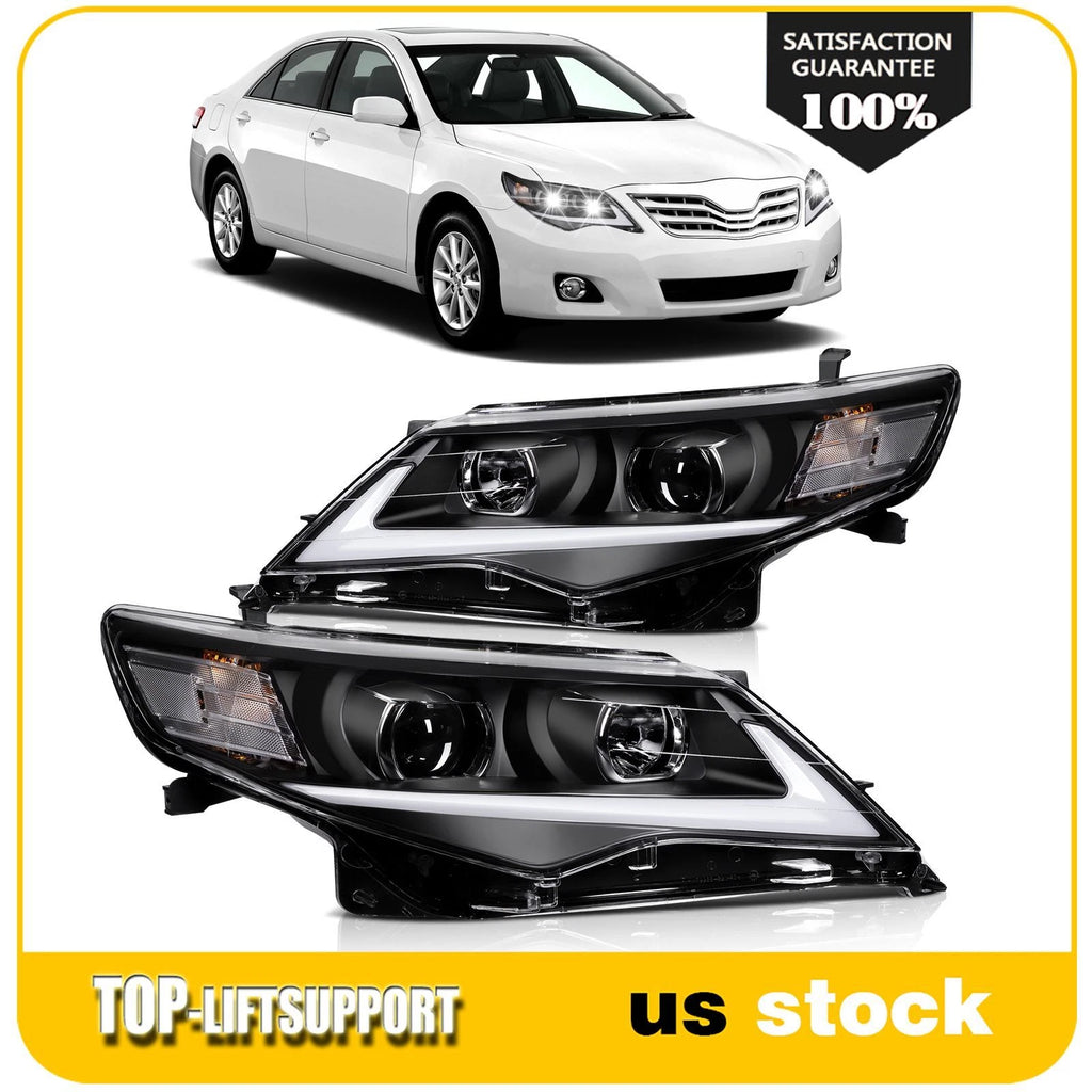 Pair Headlight Assembly for Toyota Camry (2012–2014) with LED DRL Black Housing