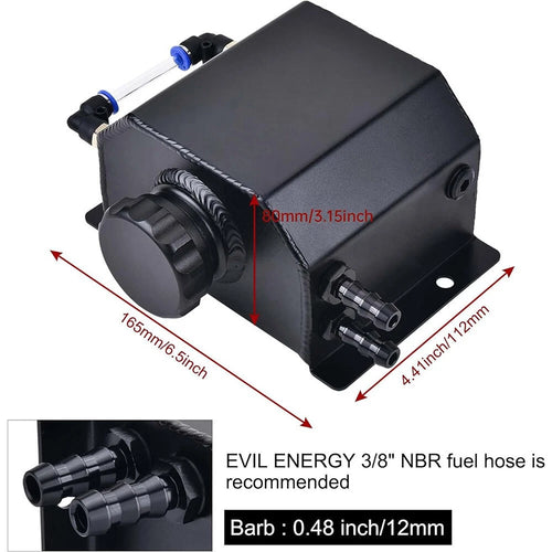 1 Liter Black Aluminum Coolant Overflow Bottle for Universal Applications
