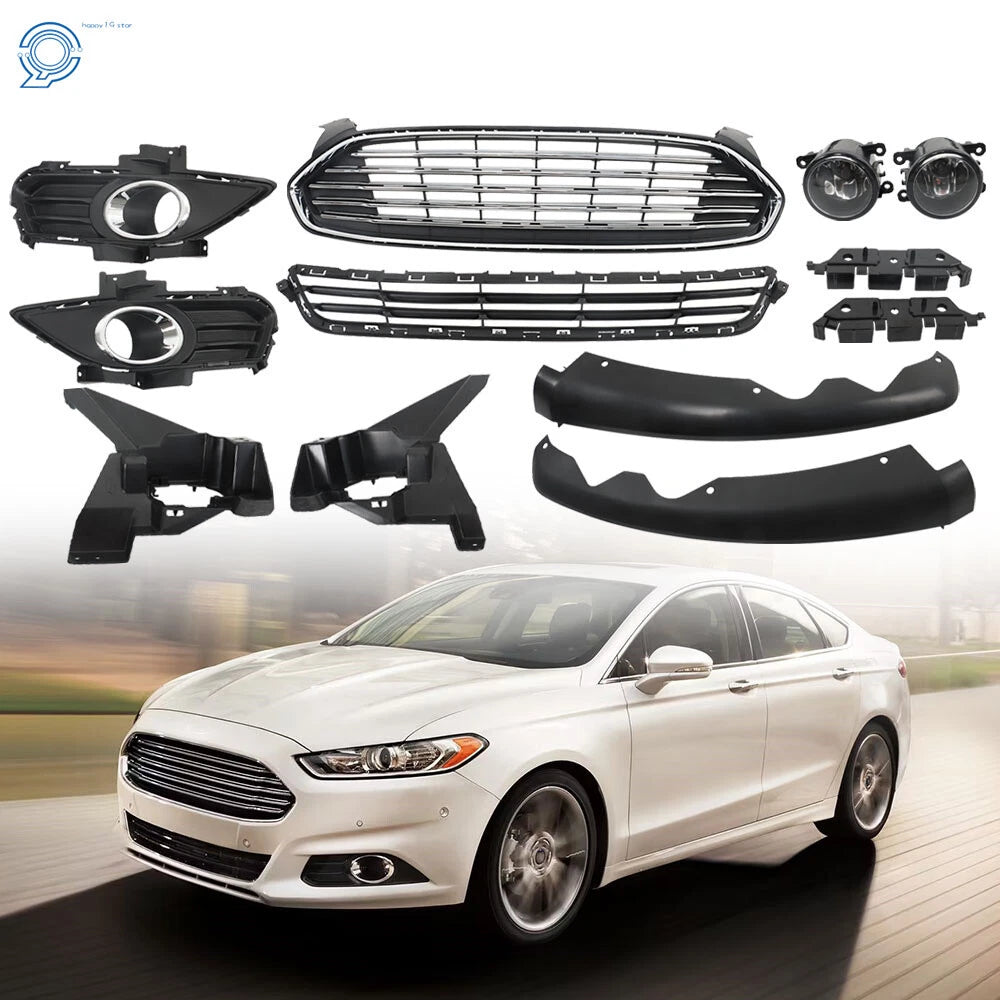 Front Bumper Grill w/ Fog Light Covers for Ford Fusion (2013–2016)