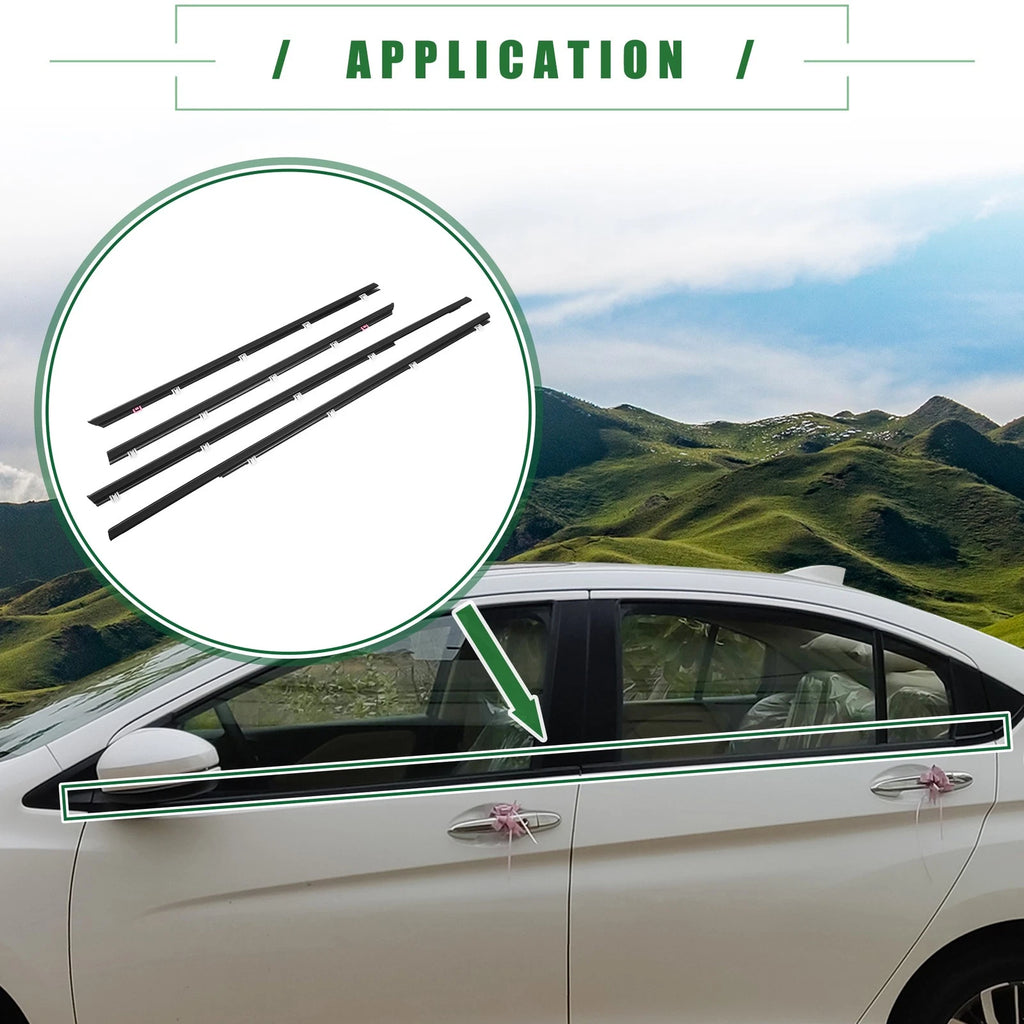 Set of 4 Weatherstrip Window Trim Seal Belt for Honda Civic 
