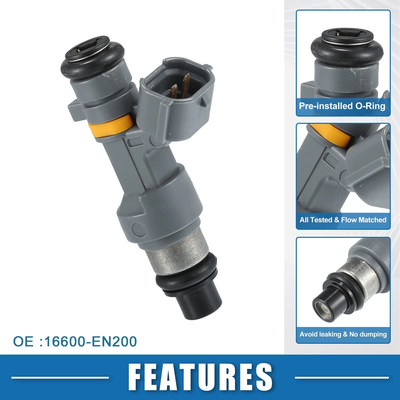 Set of 4 Fuel Injectors No. 16600EN200 for Nissan Qashqai 2.0 (2007–2013)