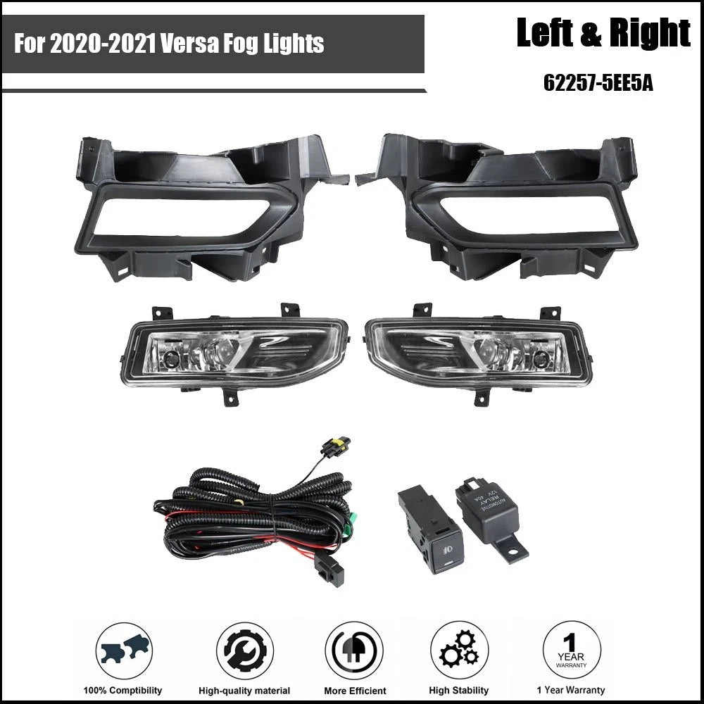 Set of 2 Front Bumper Fog Lights for Versa (2020–2021) Chrome