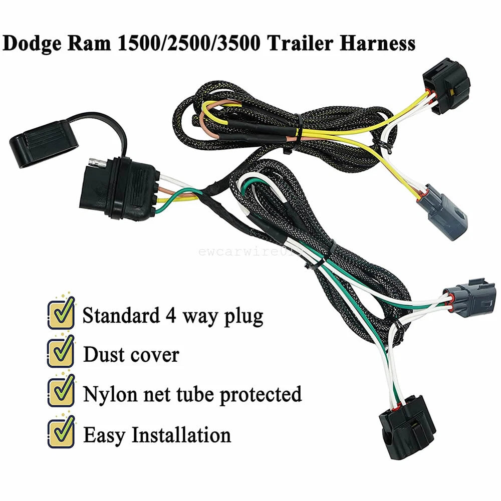 Trailer Tow Light Wiring Harness Connector for Dodge Ram 1500 2500 3500 (1995–2001)