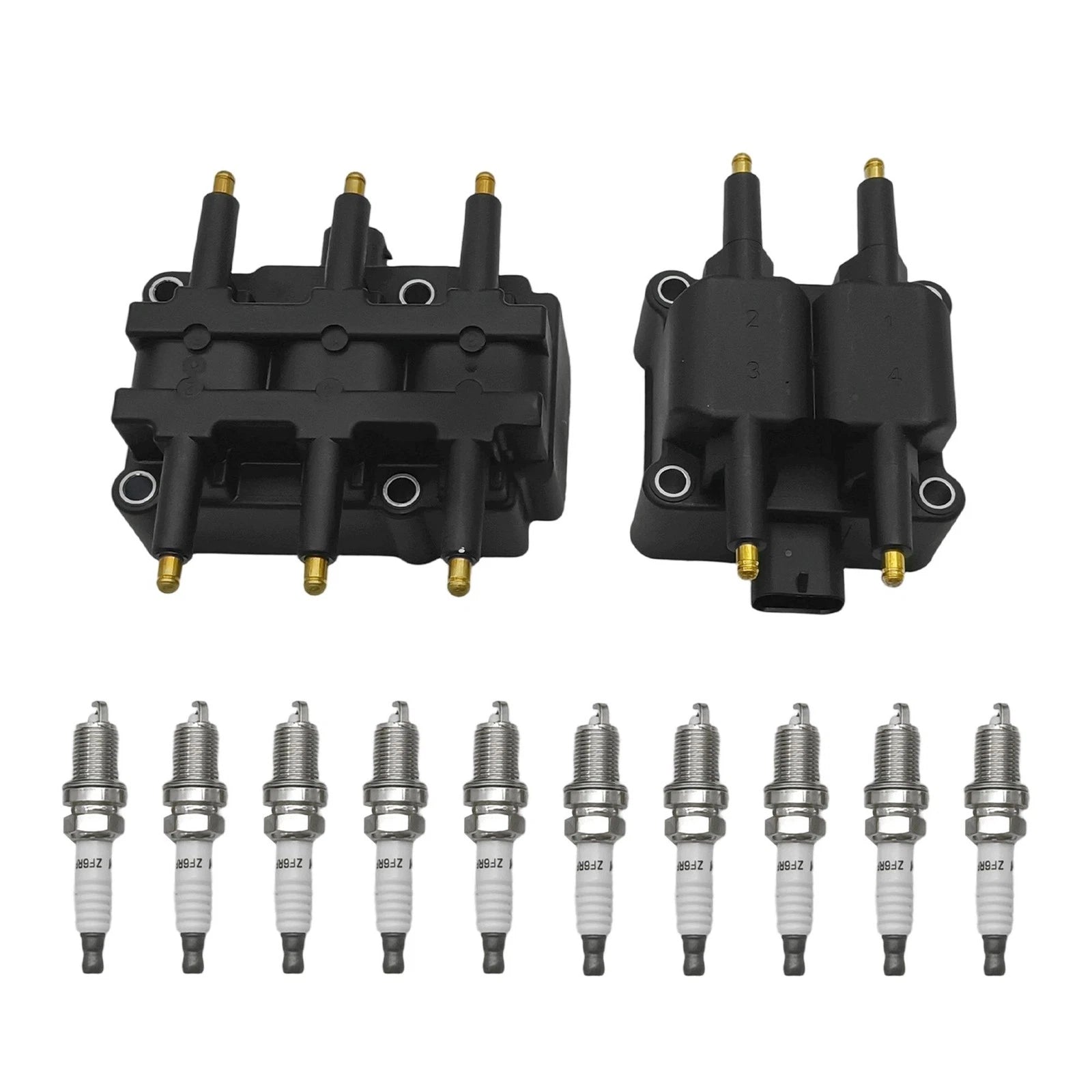 Set of 2 Ignition Coils & 10 Iridium Spark Plugs for Dodge Ram 2500 3500 (1994–1996)