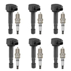 6X Ignition Coil + 6X Spark Plug Set for Honda Pilot (2003–2007) UF400