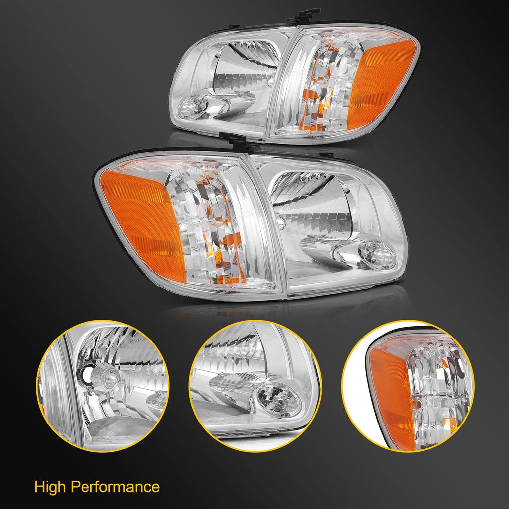 Chrome Housing Headlight Assembly for Toyota Tundra, Sequoia (2005–2007)
