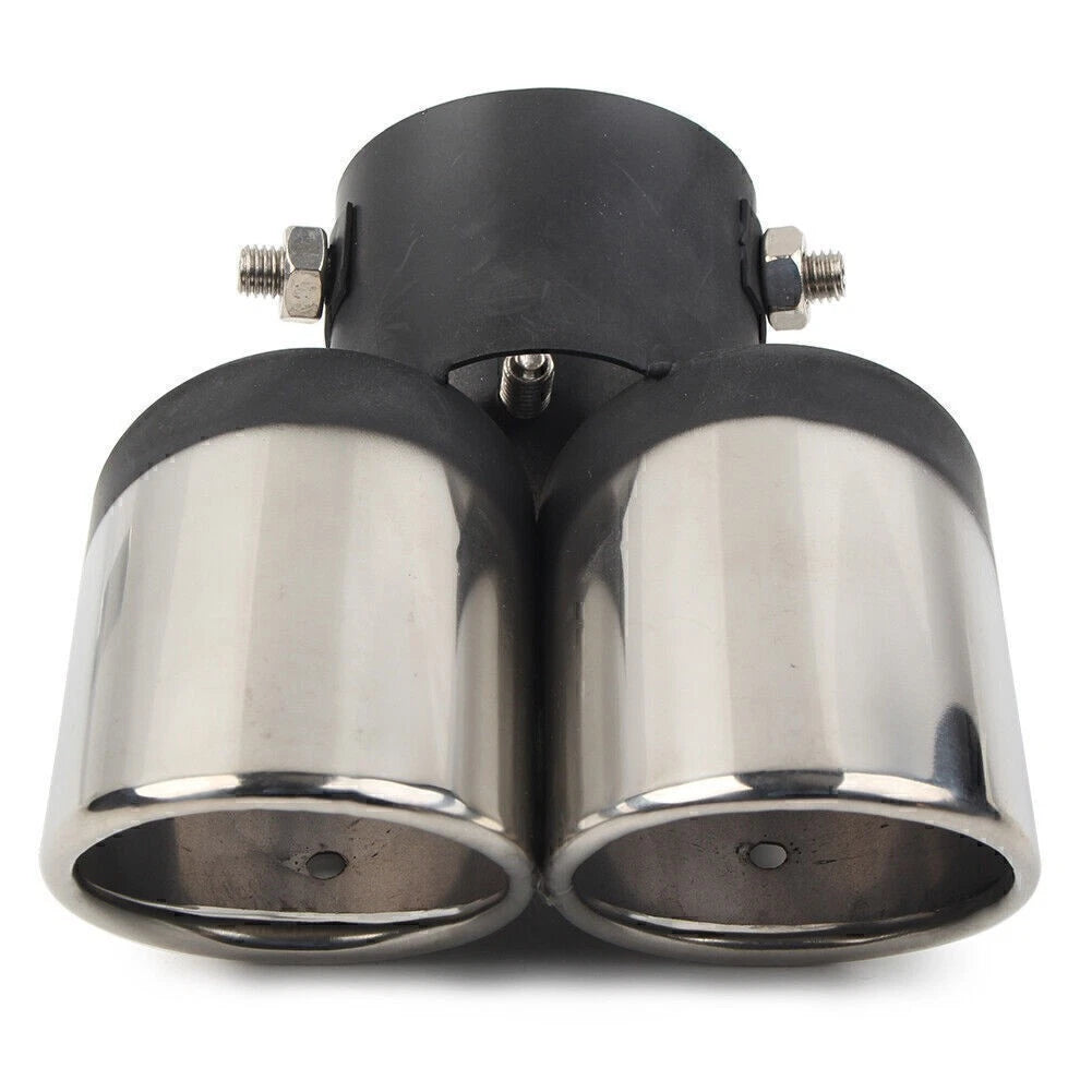 Dual Rear Exhaust Pipe Trim Tip for Universal Fit (Stainless Steel)