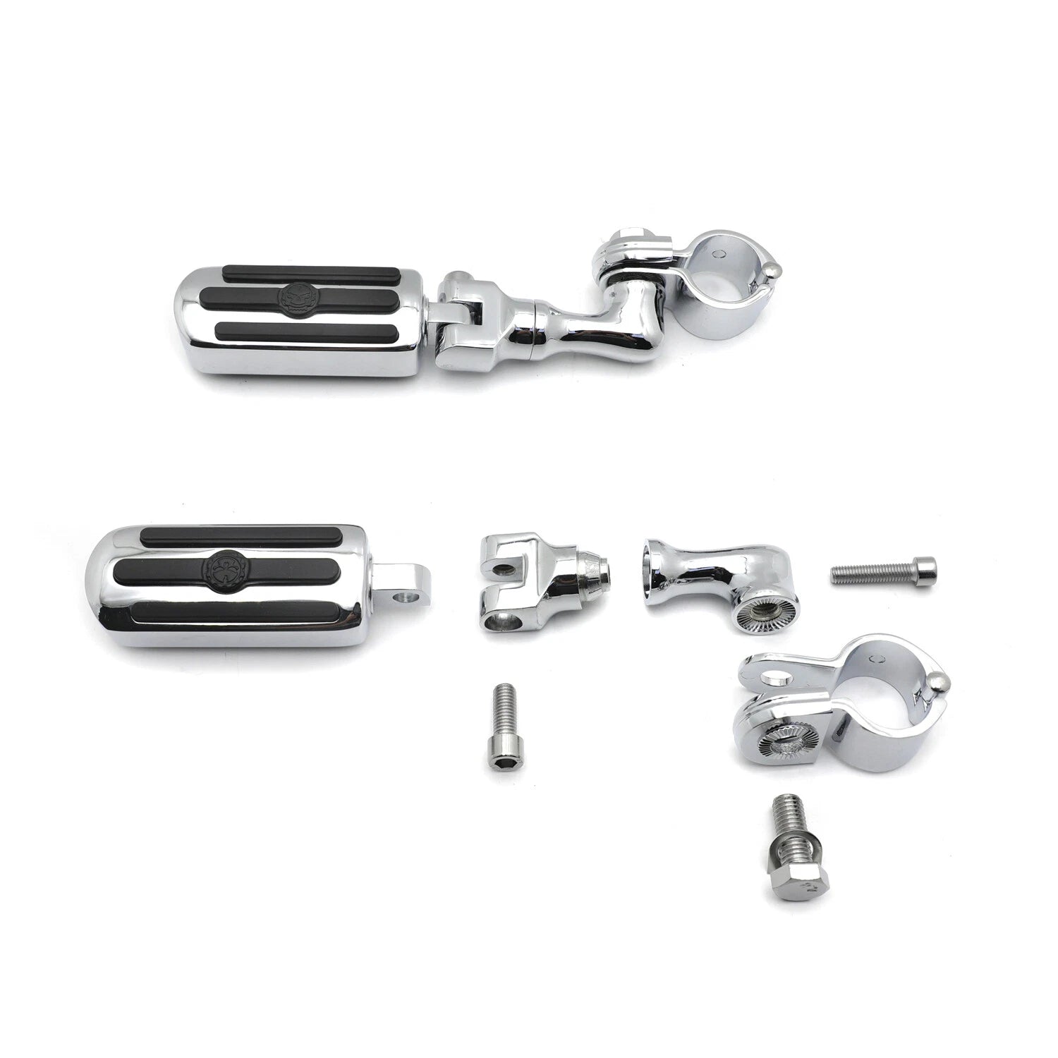 Chrome Streamliner Skull FootPeg Kit for Honda GL1800 VT750 (2001–2023)