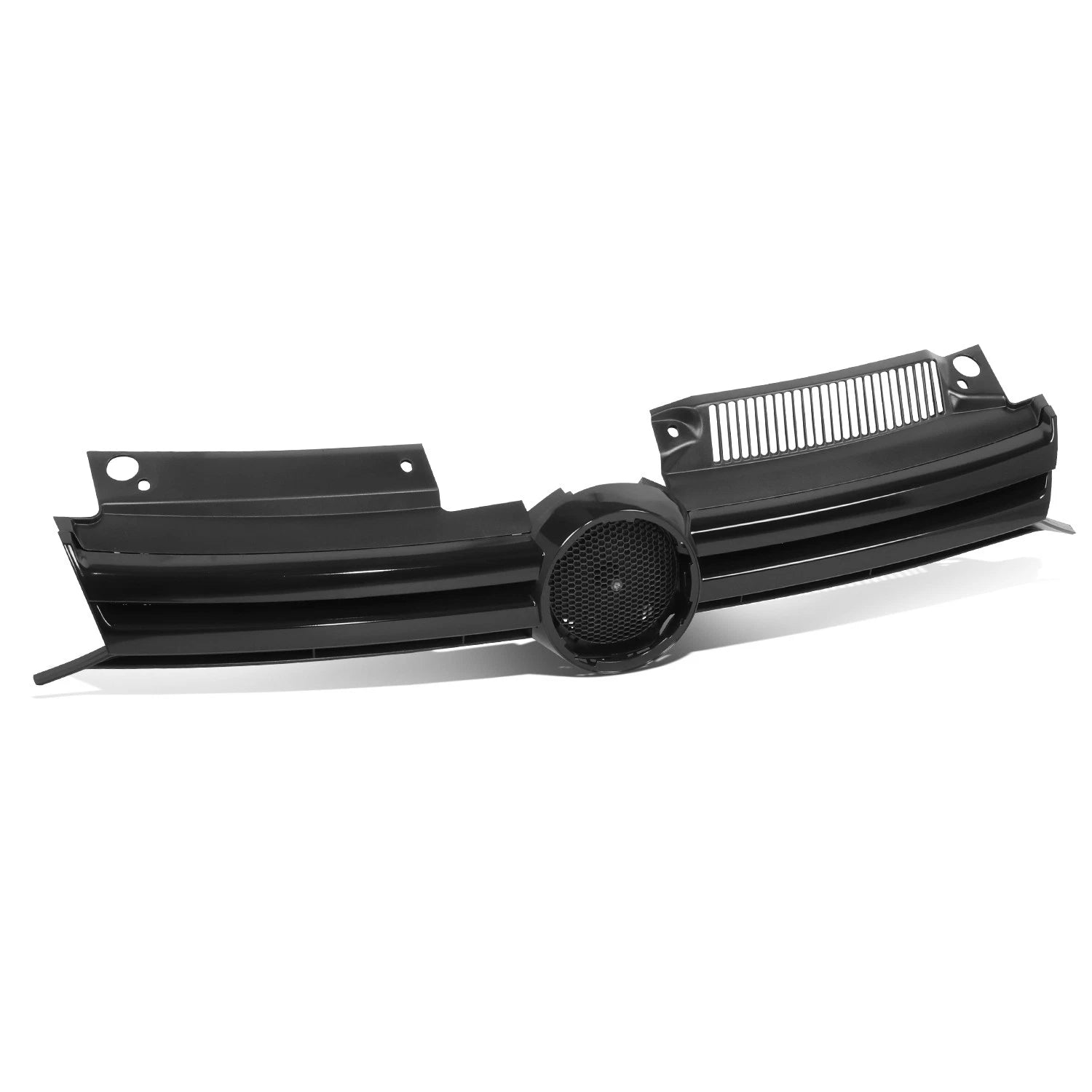 Front Bumper Grille for VW Golf (2010–2014) w/Badge Slot, Painted Black