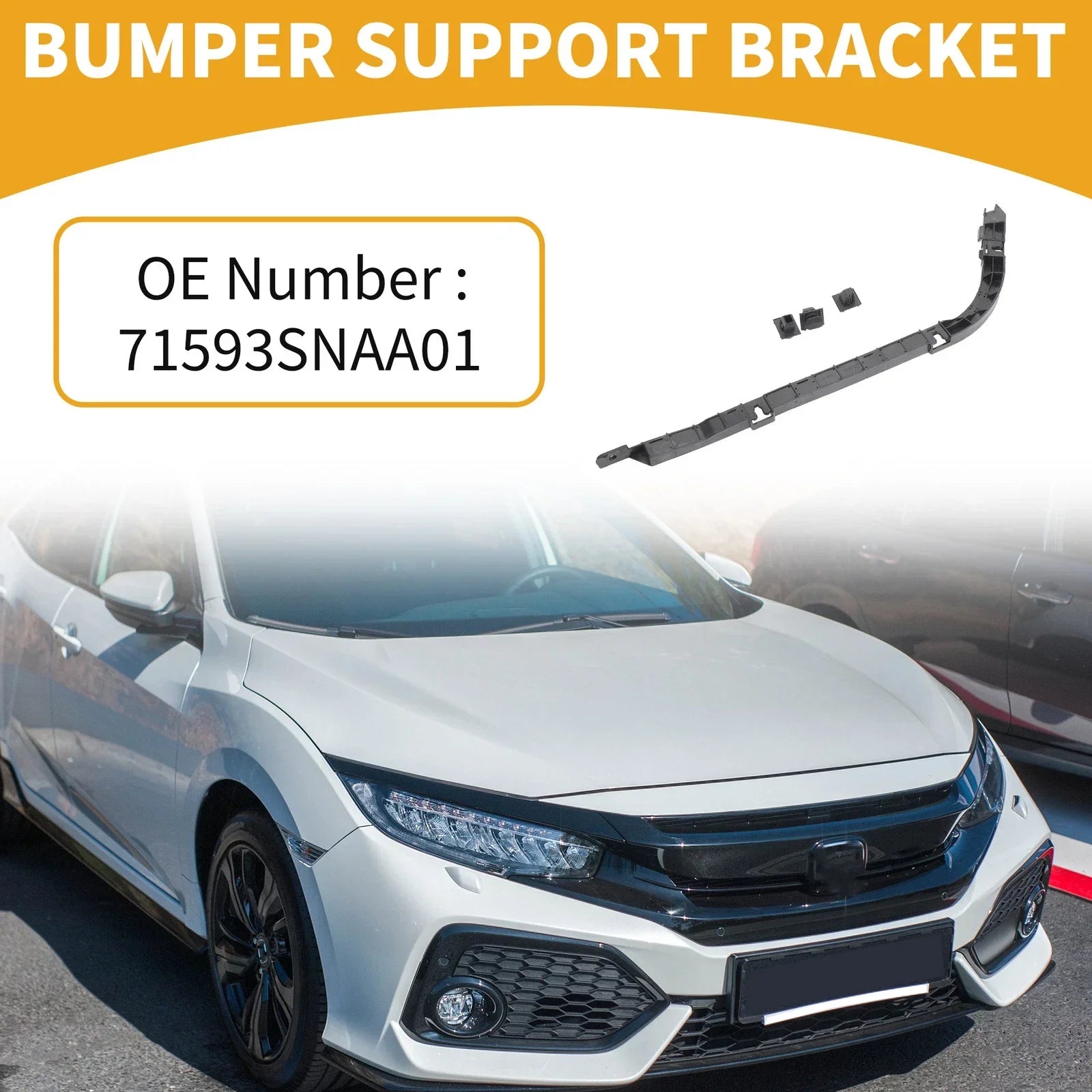 RH Side Rear Bumper Support Bracket for Honda Civic (2006-2011) 1 x Black ABS