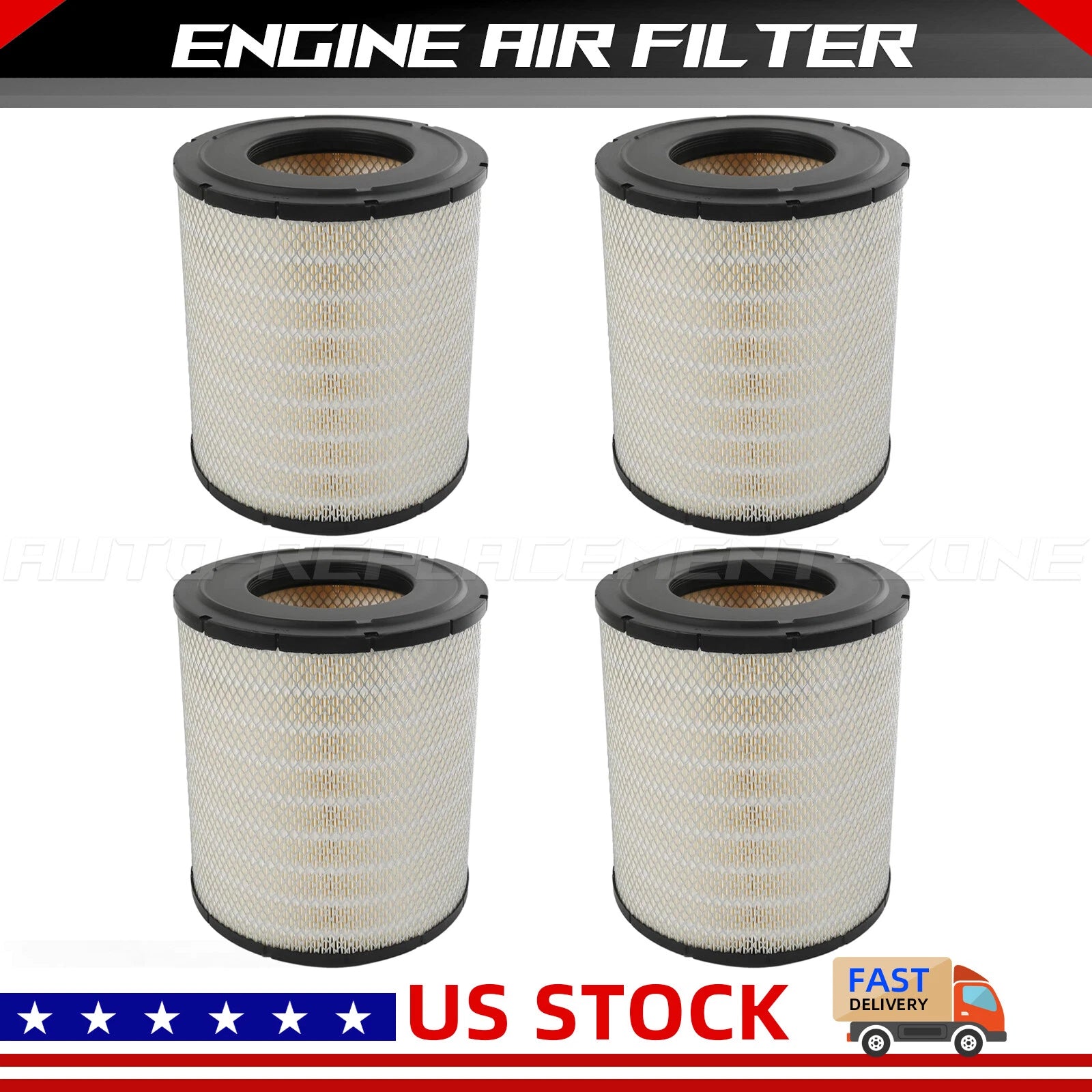 4X Air Filter for Freightliner Columbia (RS3518) (AF25139M, P185069, P527682)