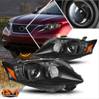 Set of 2 Projector Headlights for Lexus RX350 (2010–2012) OE Style Black Housing Amber Corner