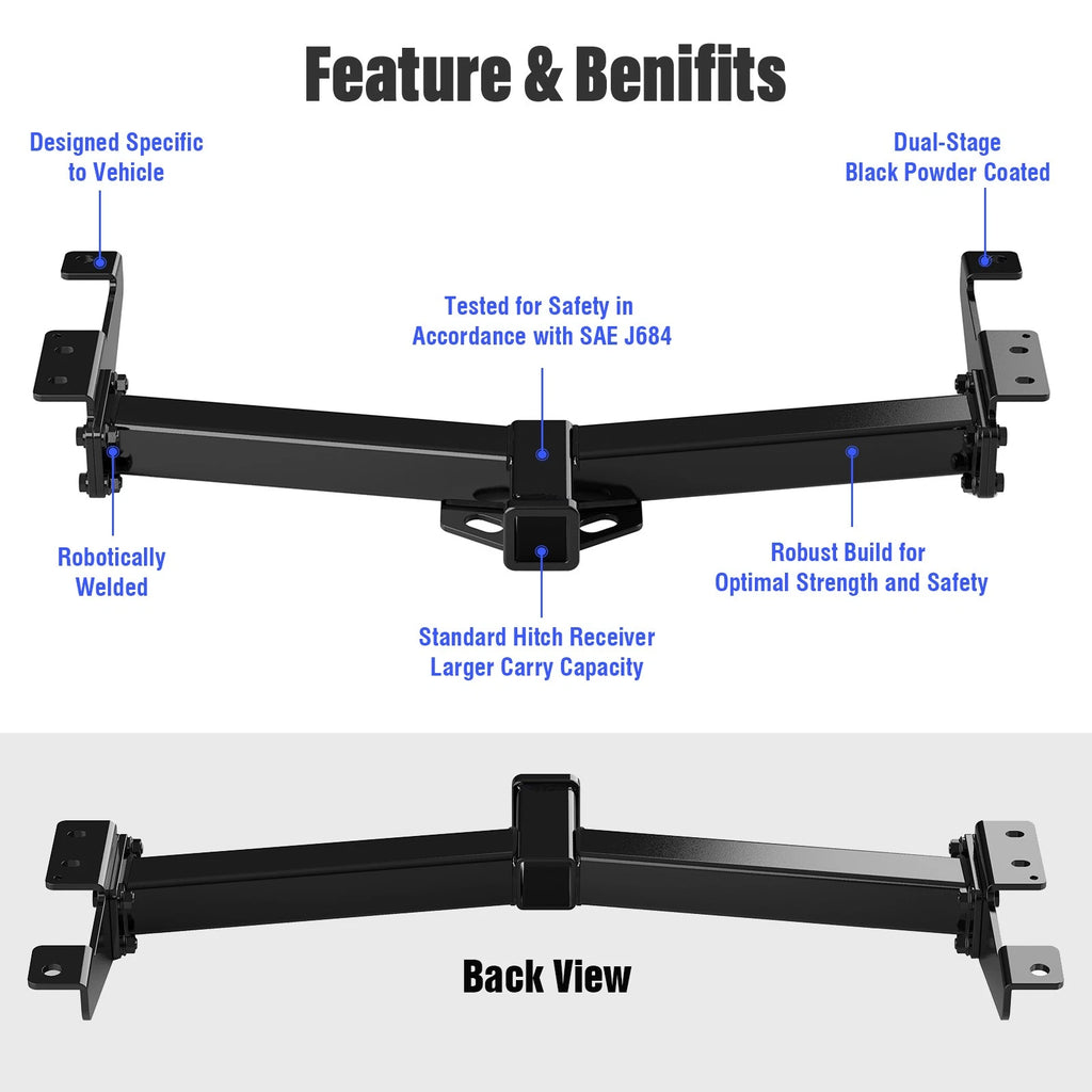 2 Inch Receiver Trailer Towing Hitch for Ford E-150 E-250 E-350 (2003-2014)