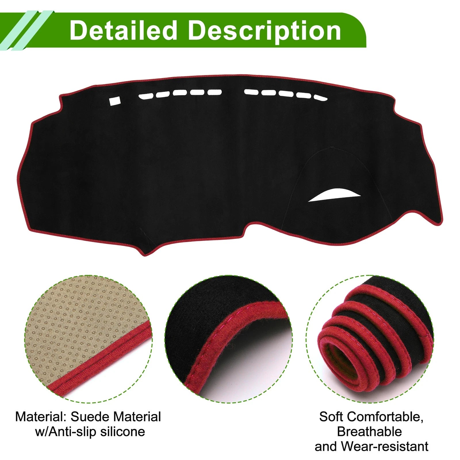 Dashboard Cover Mat for Honda Insight (2009–2014) Sun Protector Black Red