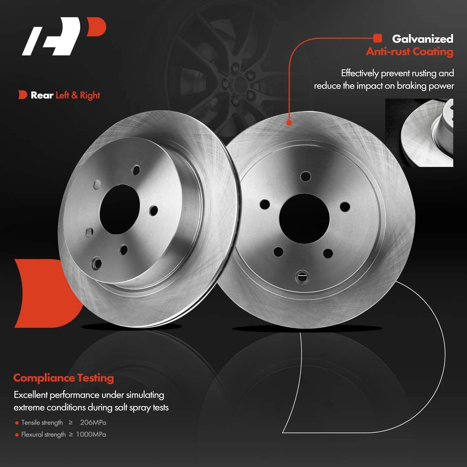 Rear Disc Rotors & Pads for Infiniti Nissan Murano Pathfinder