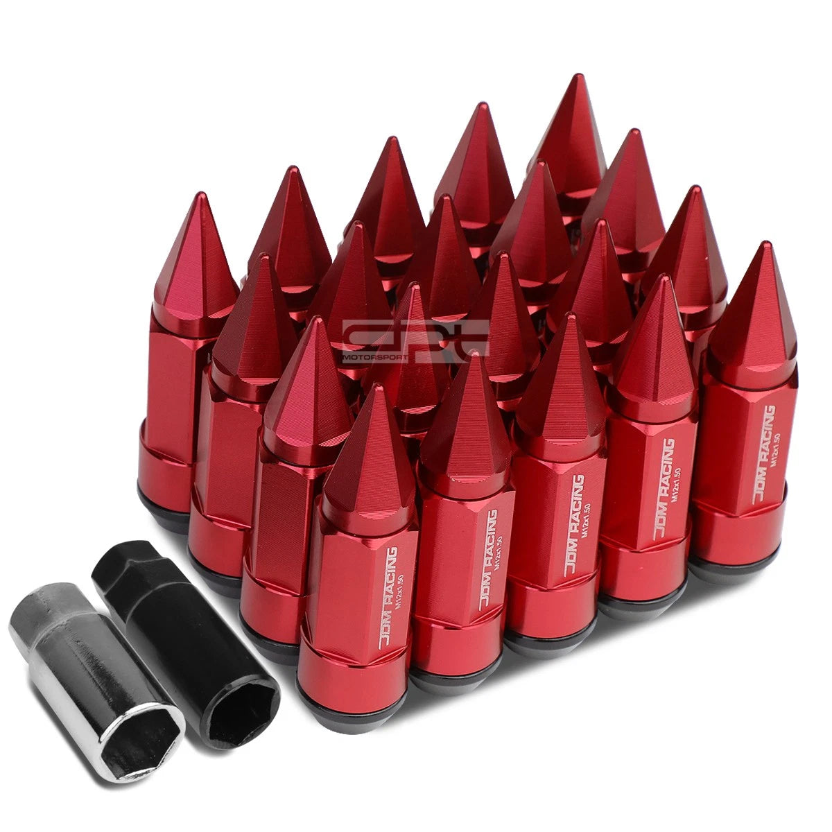 20 Pcs M12X1.5 Red Aluminum Lug Nuts with Caps for JDM Vehicles