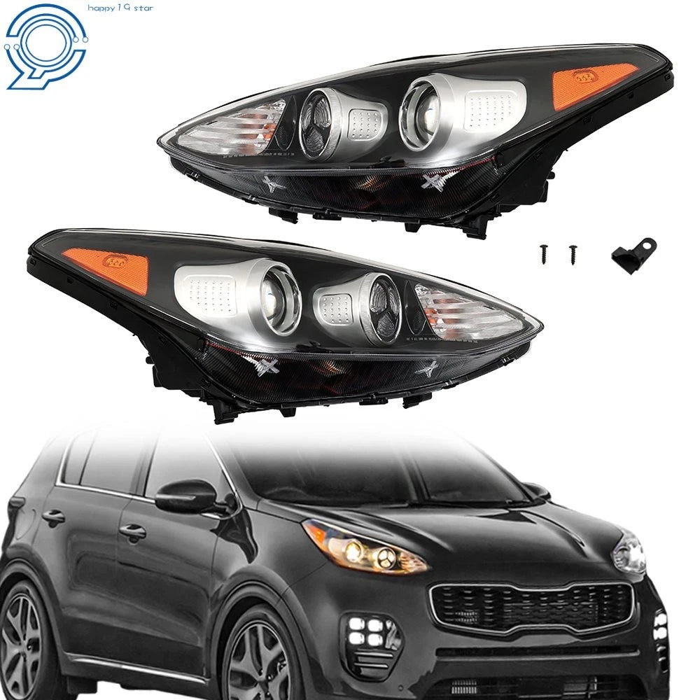 Set of 2 Halogen Headlight Assemblies for Kia Sportage (2017-2019)