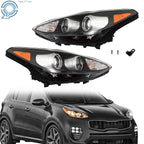 Set of 2 Halogen Headlight Assemblies for Kia Sportage (2017-2019)