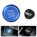 Blue Aluminum Engine Start + Black Cigarette Lighter Button Trim for Audi (2008–2018)