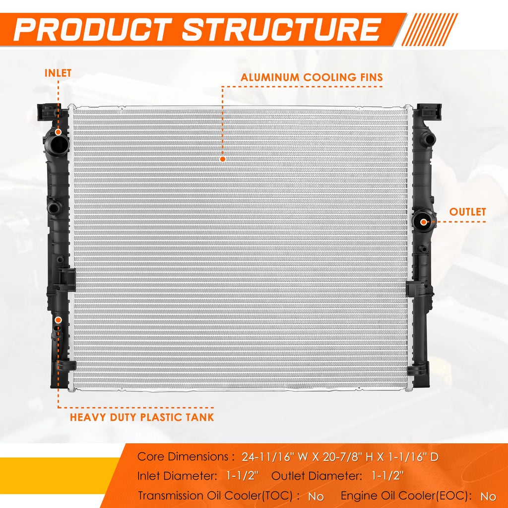 Aluminum Core Radiator for BMW 530i 540i 740i xDrive (2016–2019) DPI-13634