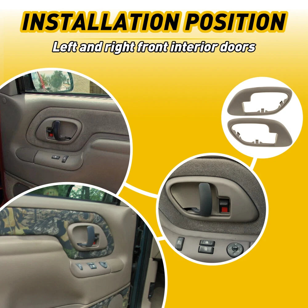 Set of 2 Interior Door Handle Trim Bezels for Chevy GMC Truck
