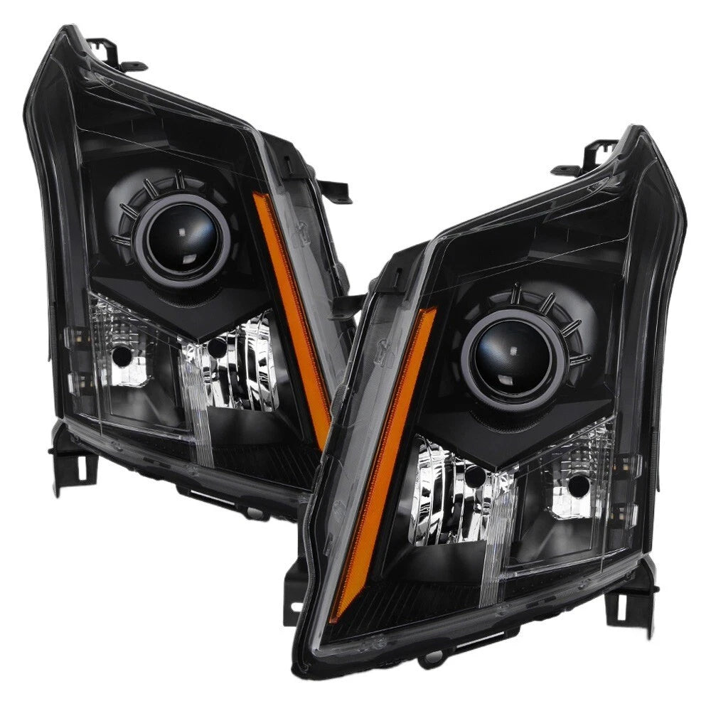 Projector Halogen Headlights Set for Cadillac SRX (2010–2016) w/Bulbs Black