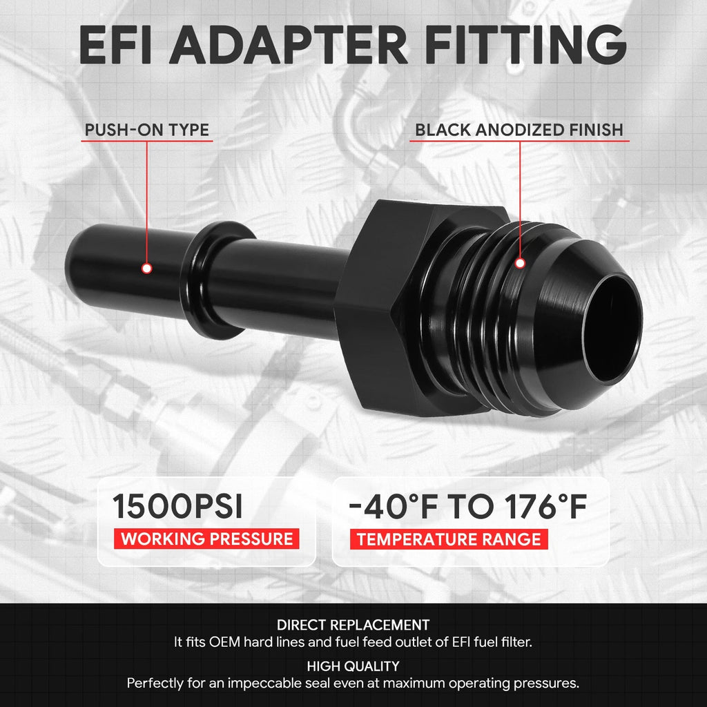 6AN EFI Fitting Adapter for Fuel Line Male to 3/8" Rail (Aluminum Quick Disconnect)