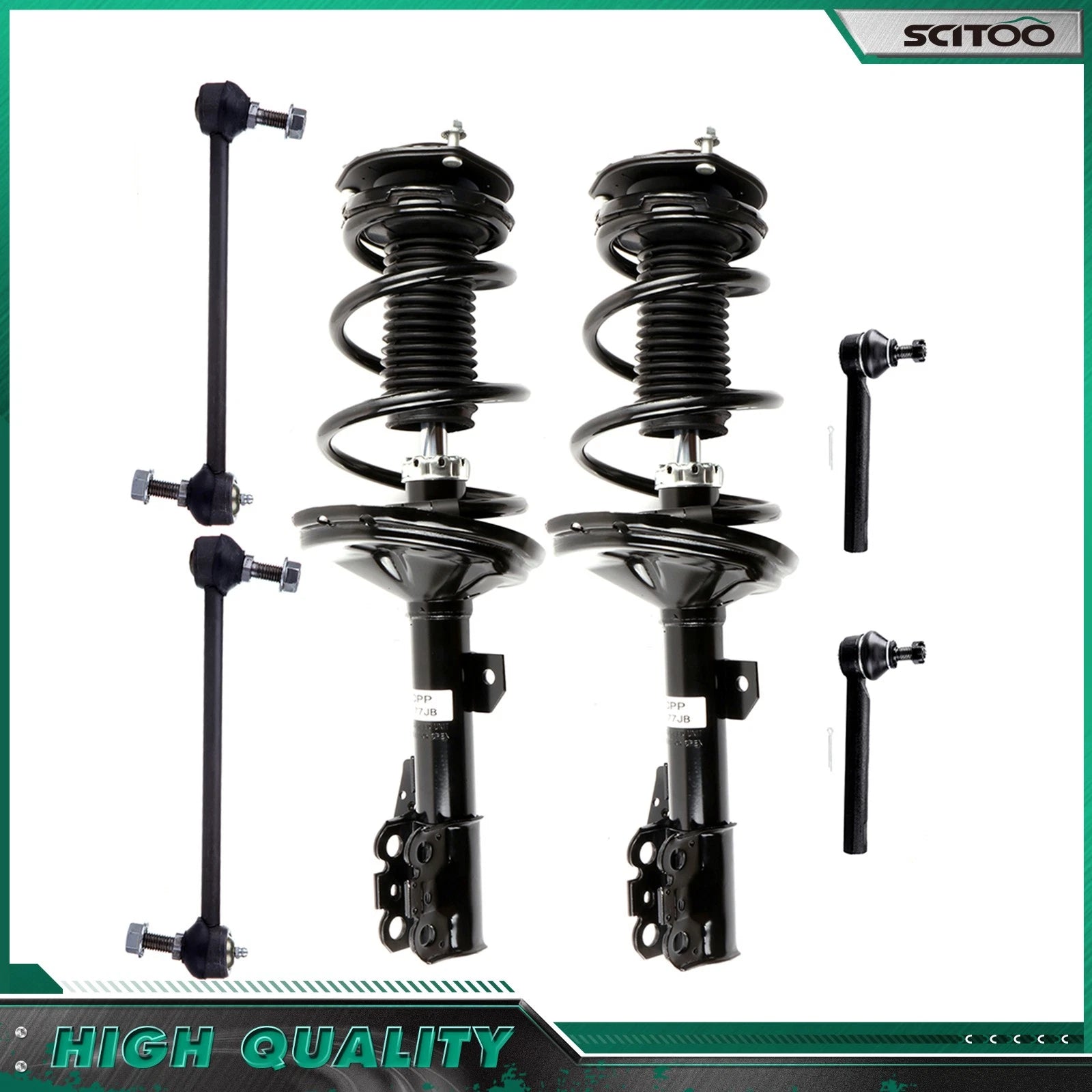 Front Struts & Sway Bar Outer Tie Rod Kit for Toyota Highlander (2004–2007)