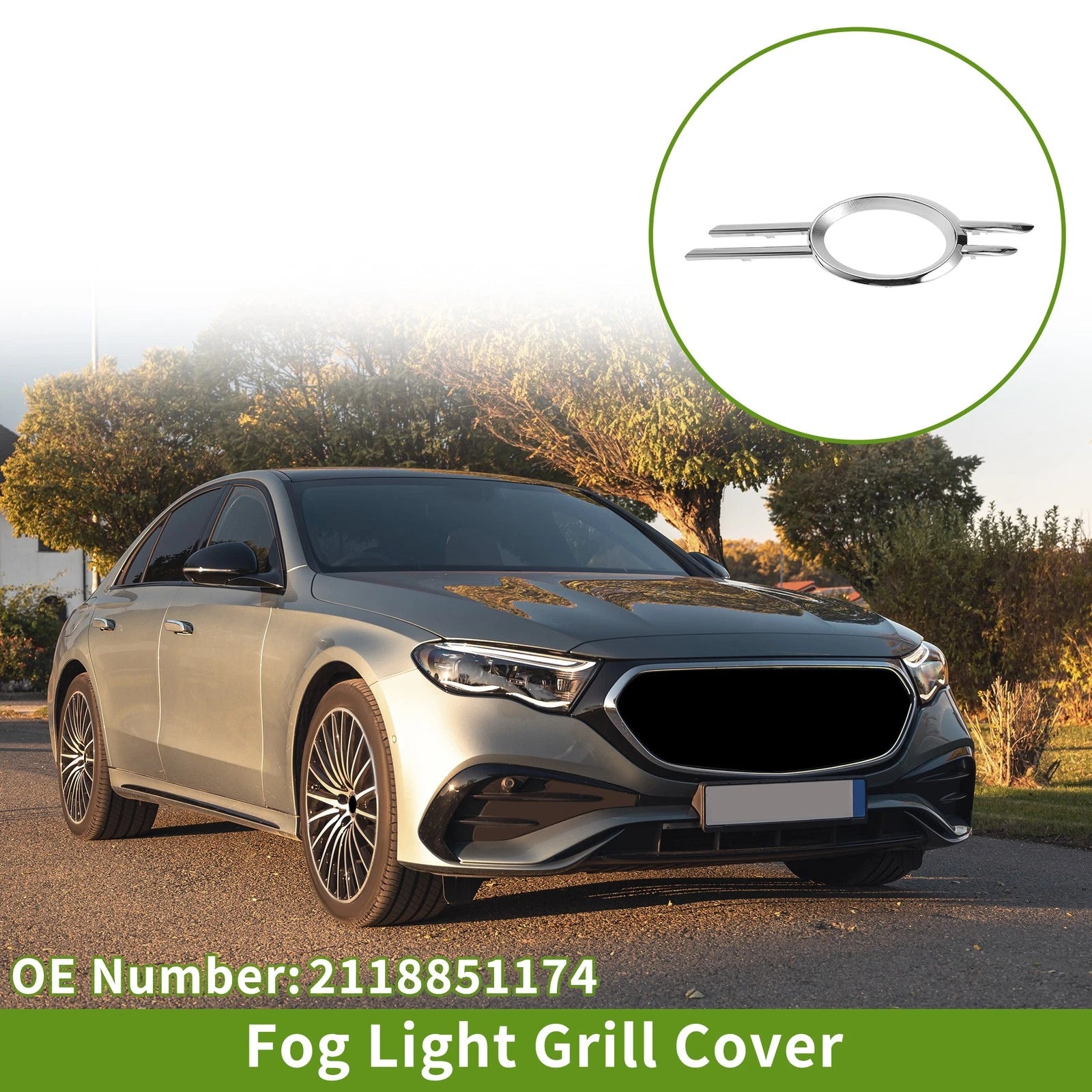 1 Pc Front Left Fog Light Grill for Mercedes Benz W211 (2003–2009) No. 2118851174 Silver Tone