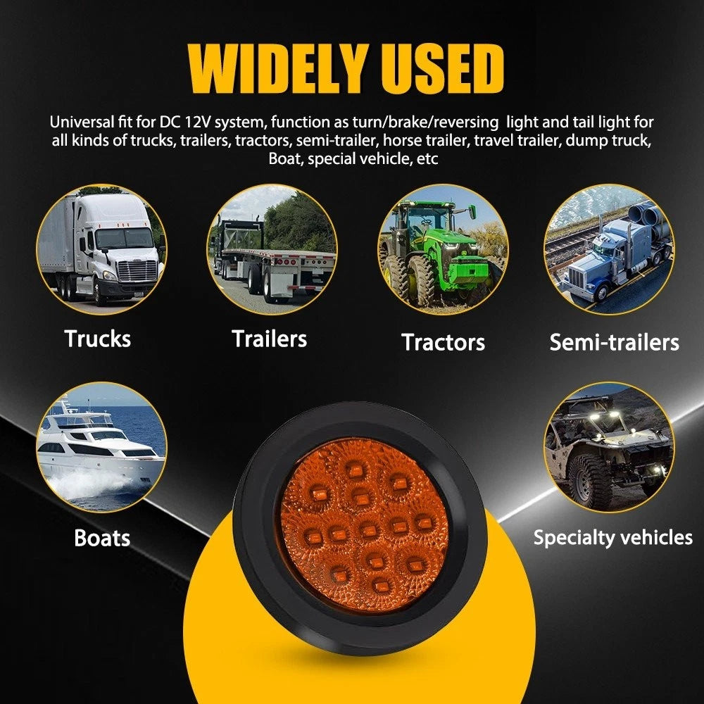 8x Amber LED 2.5 Inch DOT Round Trailer Side Marker Light for Truck