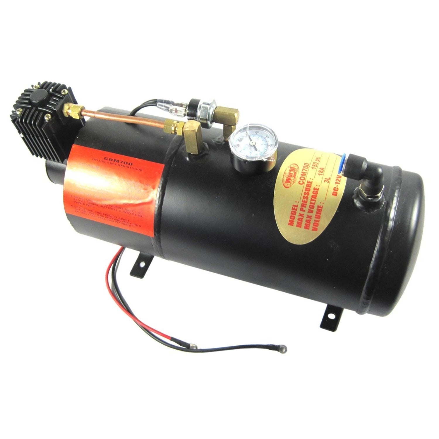 2X Black Train Horn Kit with 120 PSI Air Compressor for Universal Fit